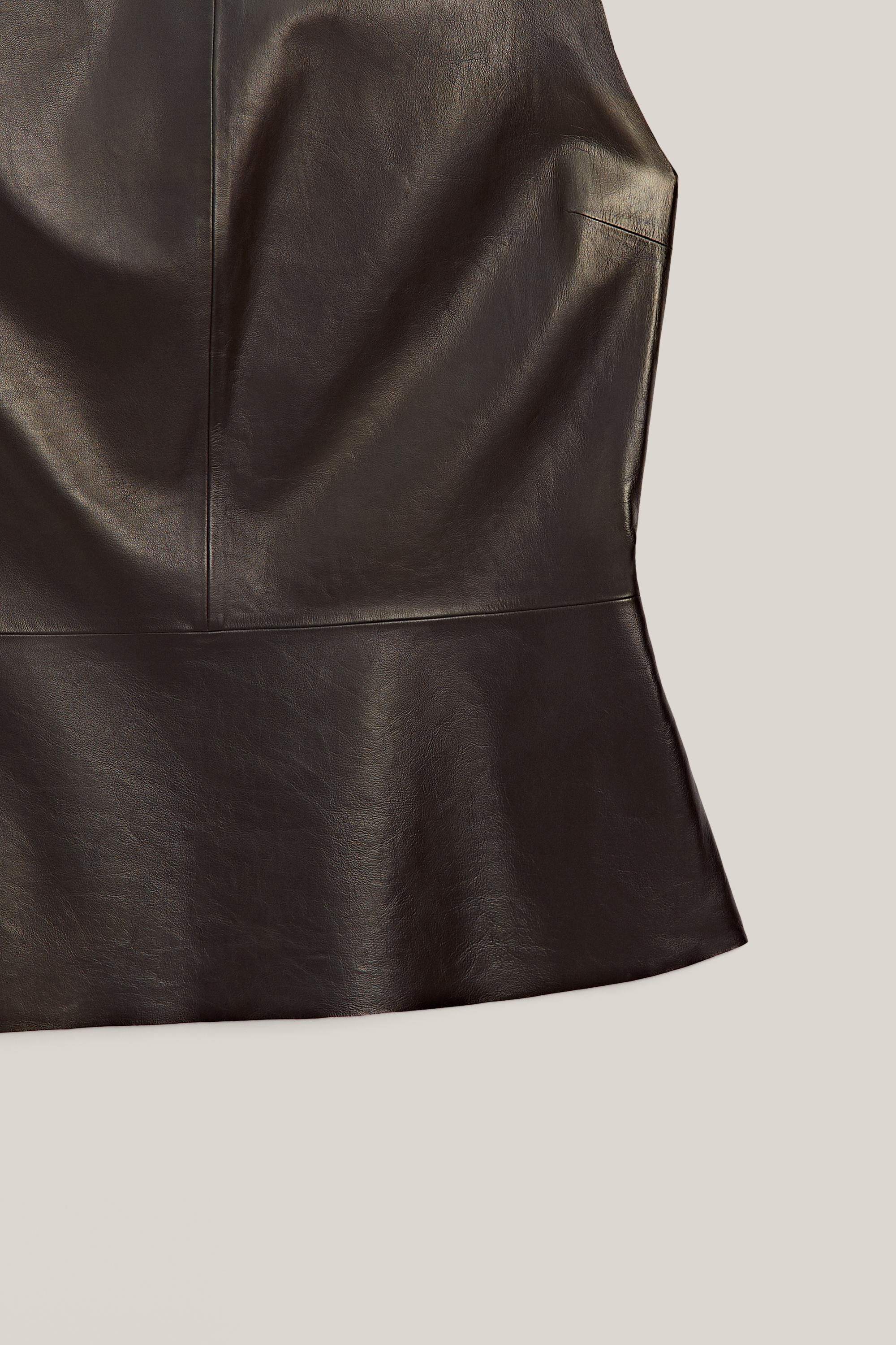 Nappa leather top with asymmetric neckline - LIMITED EDITION